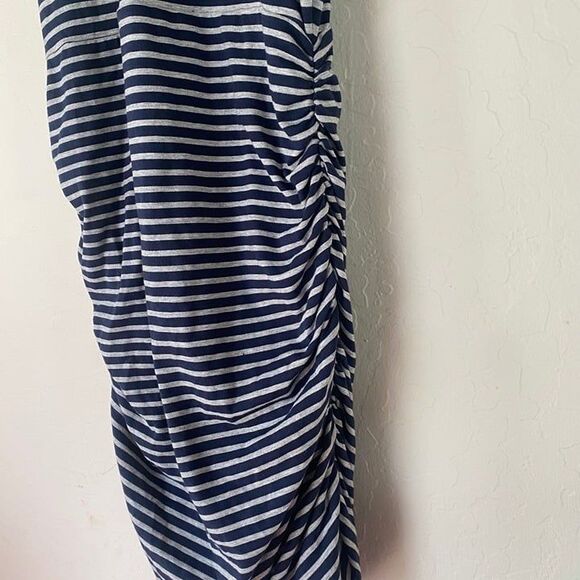 ATHLETA EMBER NAVY BLUE GRAY STRIPE RACERBACK SUPPORT TANK DRESS Womens Sz Small - Picture 3 of 12